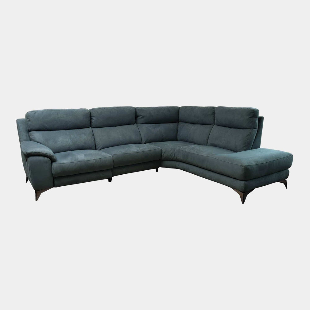 Miura - RHF Power Recliner Corner Sofa, Fabric BLJ-2047 Lake Green