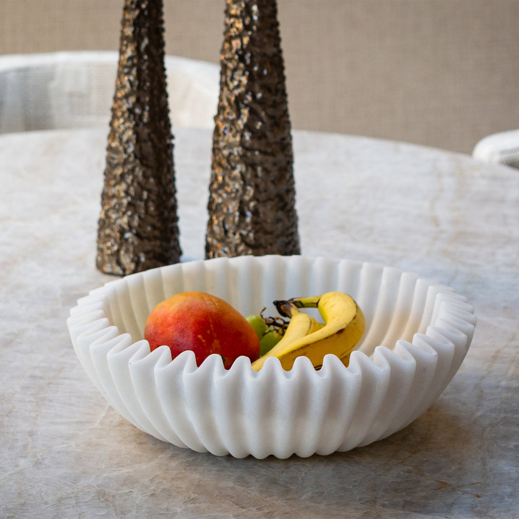 Barago Waved - Decorative Bowl, White Porcelain