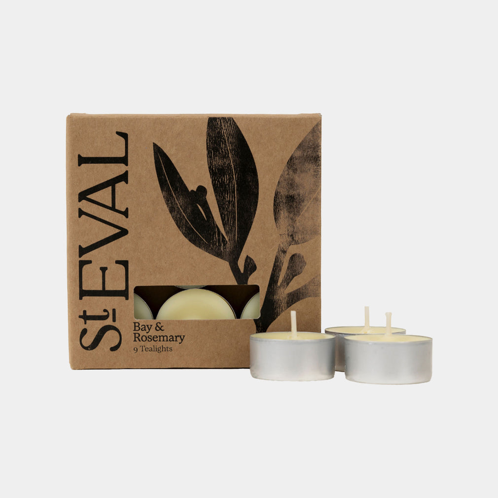 St Eval - Bay & Rosemary Scented Tealights and Tin Candle Set