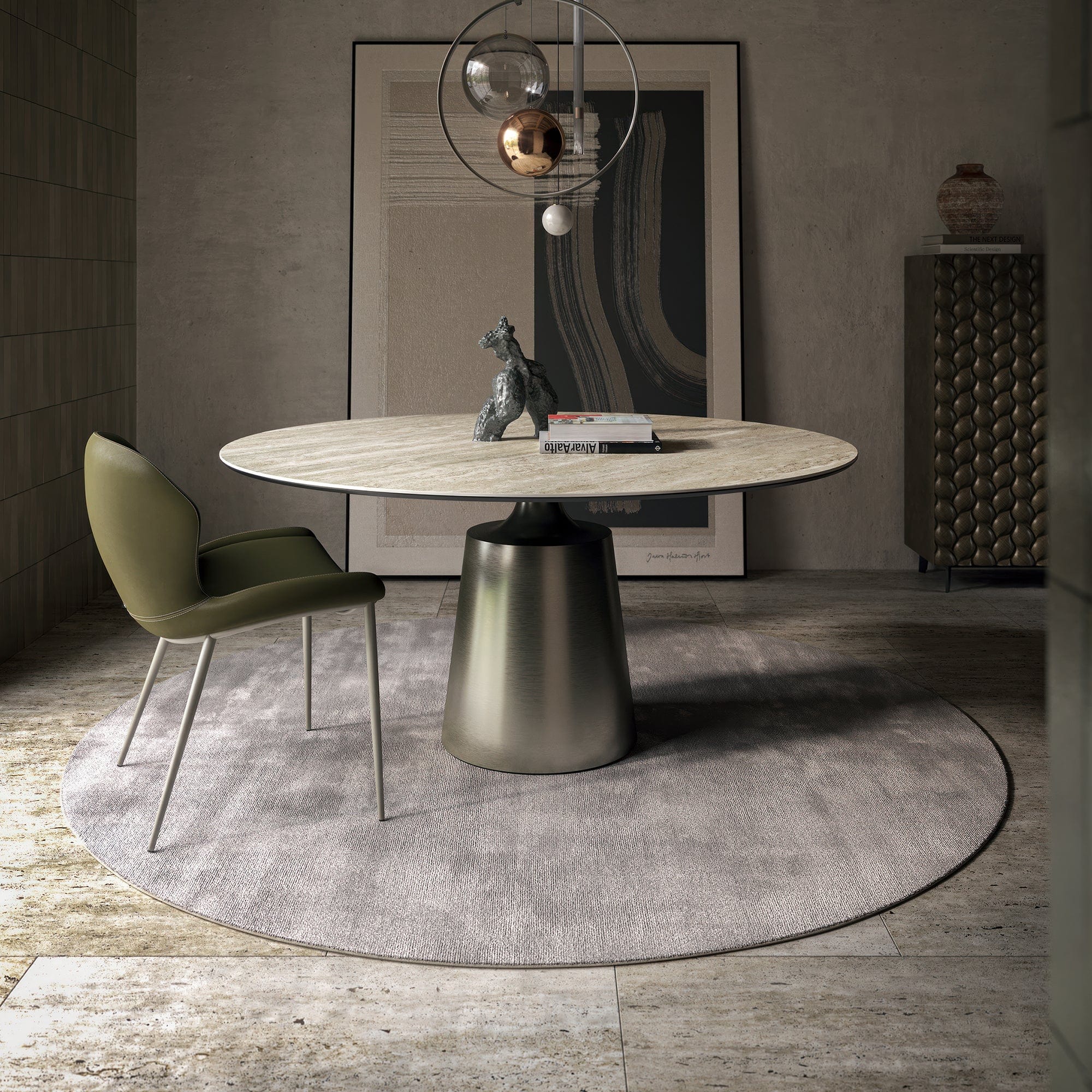 140cm Round Dining Table With GFM69 Graphite Base