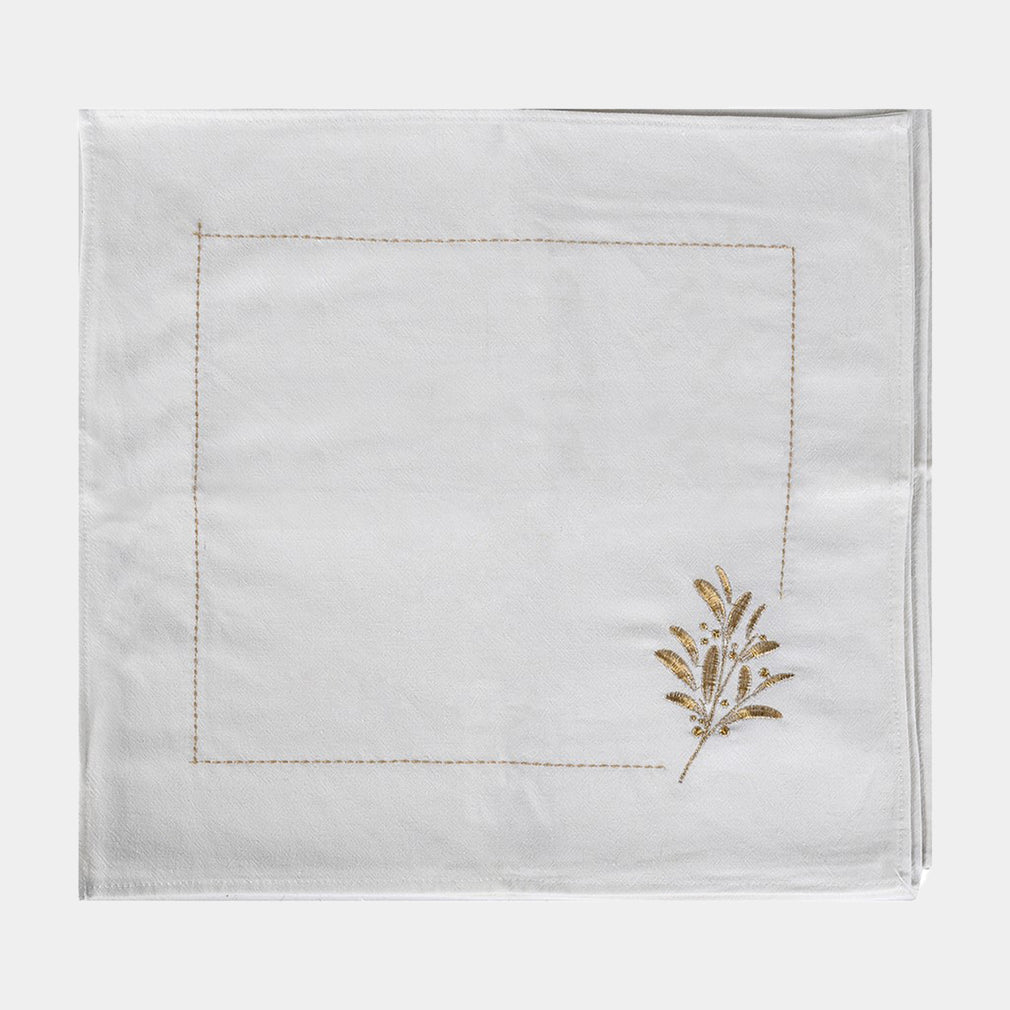 Decorative Gold Embroidered Napkins - Set of 8 Christmas Napkins