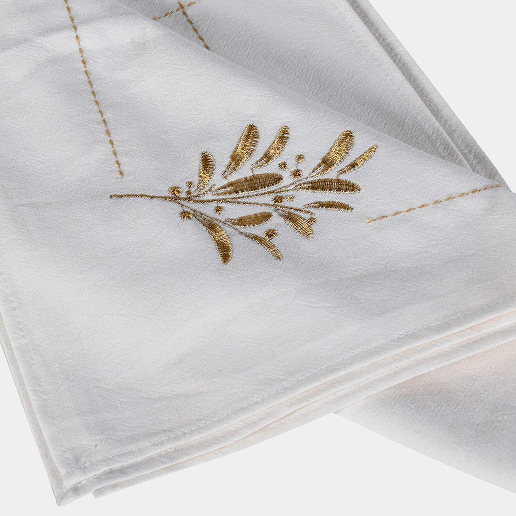 Decorative Gold Embroidered Napkins - Set of 8 Christmas Napkins