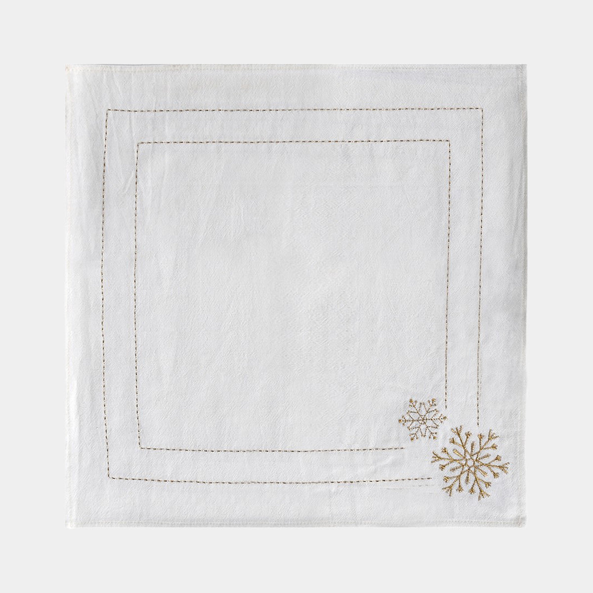 Gold Embroidered Snowflake Napkins - Set of 8 Christmas Napkins