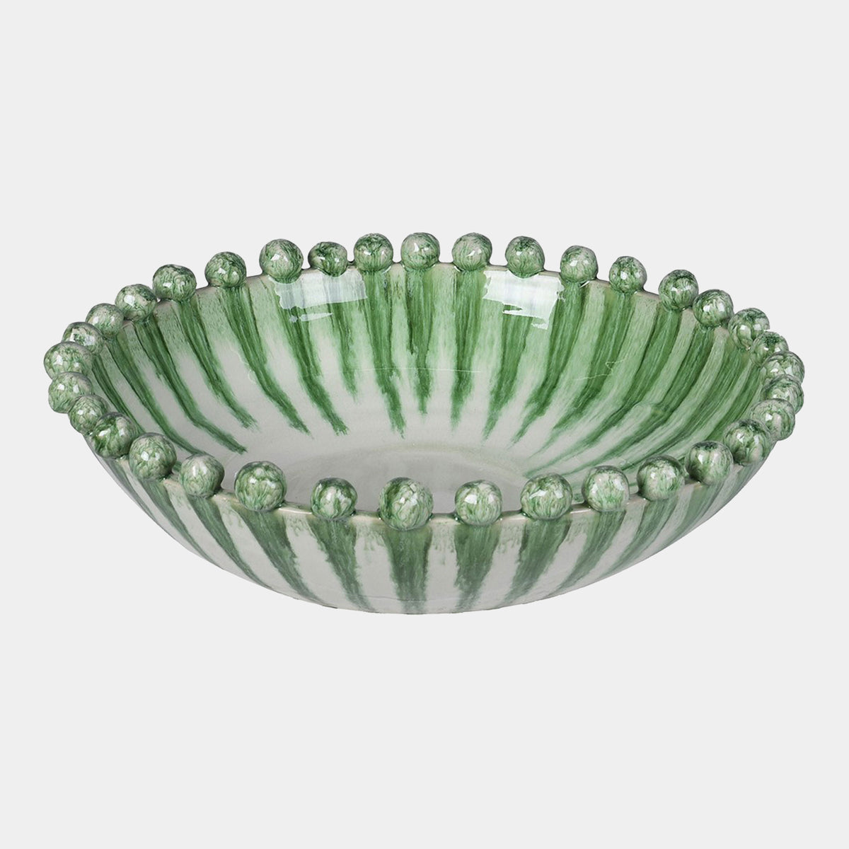 Vetra - Bobble Edged Bowl, Green Terracotta