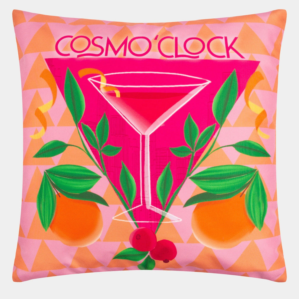 Cosmo O' Clock - Pink Outdoor Cushion 43x43cm