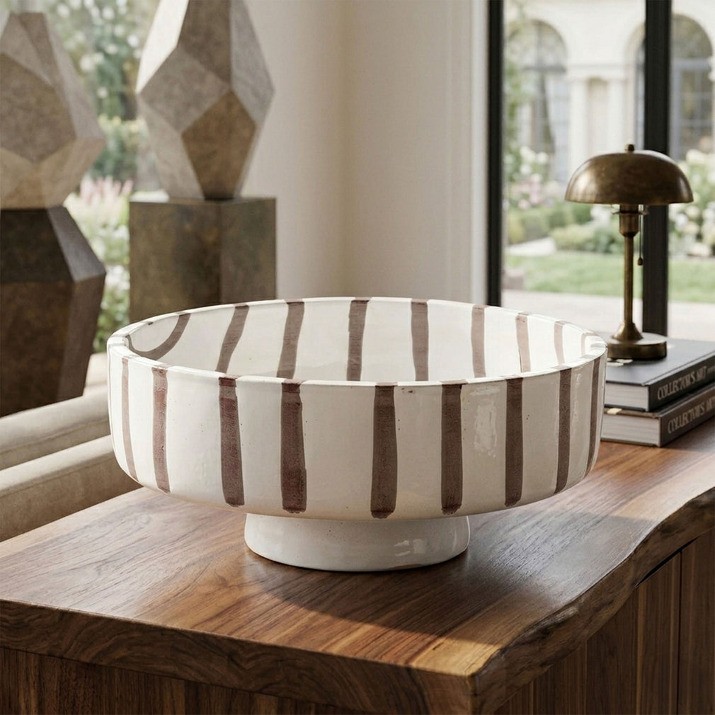 Stripe - White Terracotta Bowl