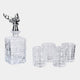 Stag Whisky Set - Decanter, 4 Glasses & Silver Stag Stopper Set