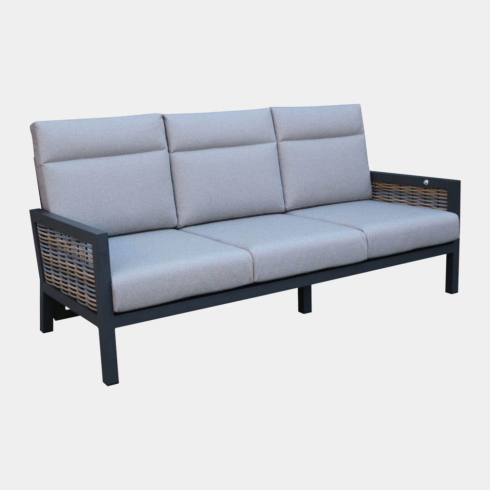 Key Largo - 3 Seat Garden Sofa Set With Rising Table, Aluminium