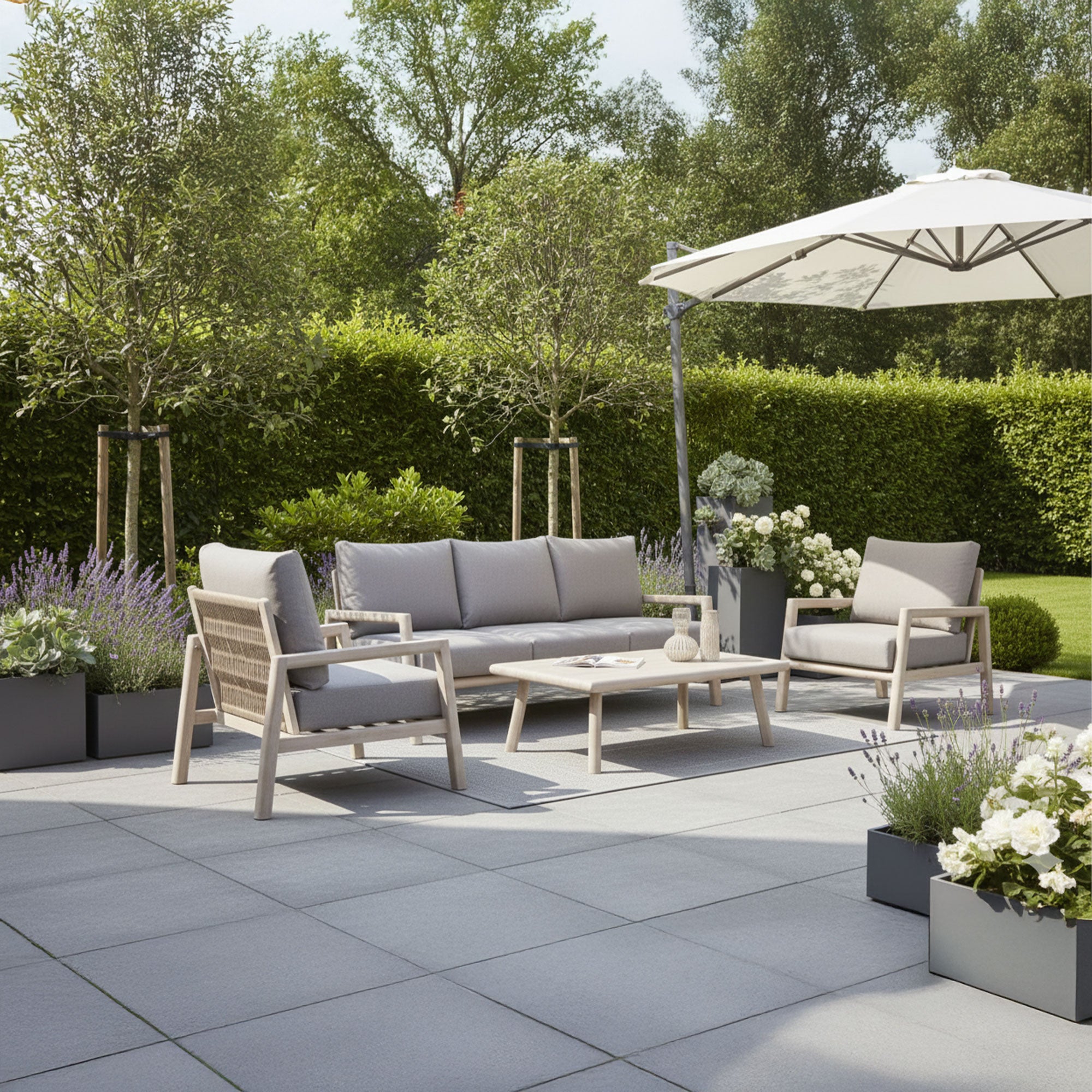 Hawaii - 3 Seat Garden Sofa Set & Coffee Table, Aluminium