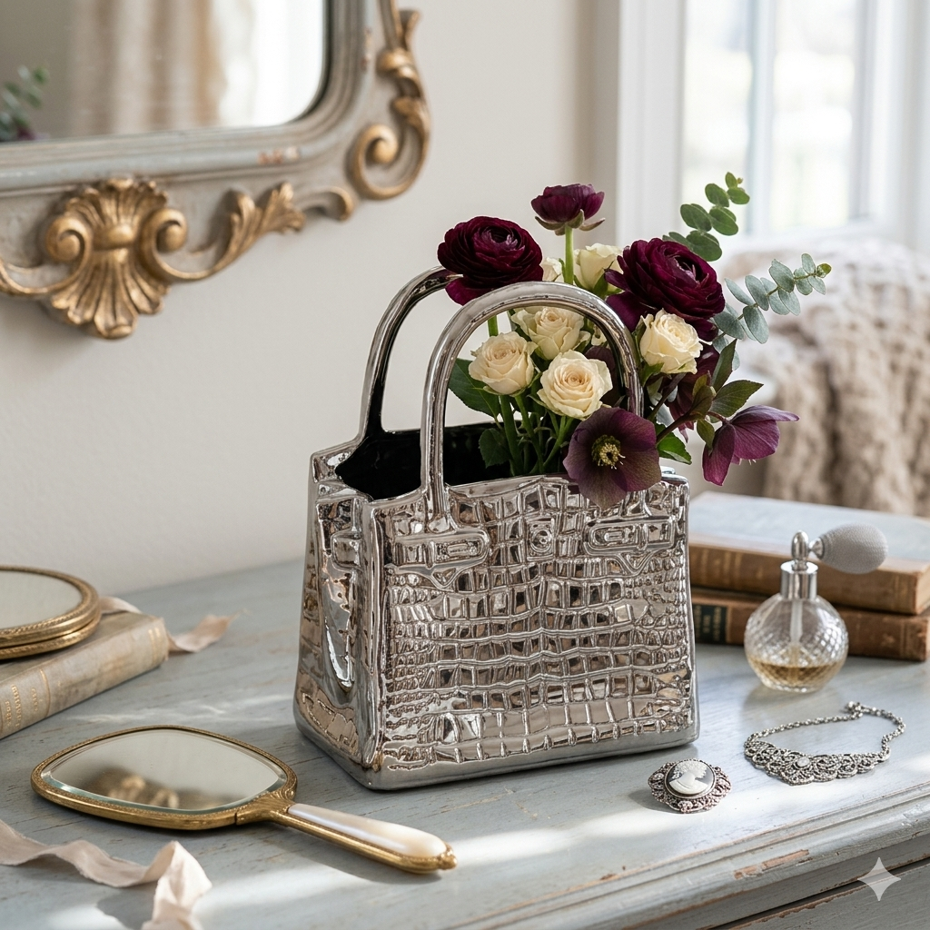 Chelsea - Handbag Vase, Silver
