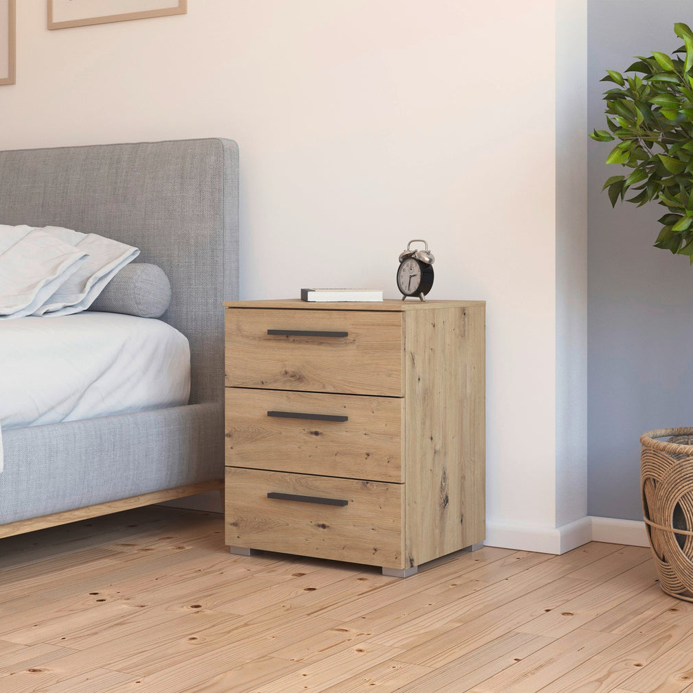 Charlton - 3 Drawer Bedside Table, Large