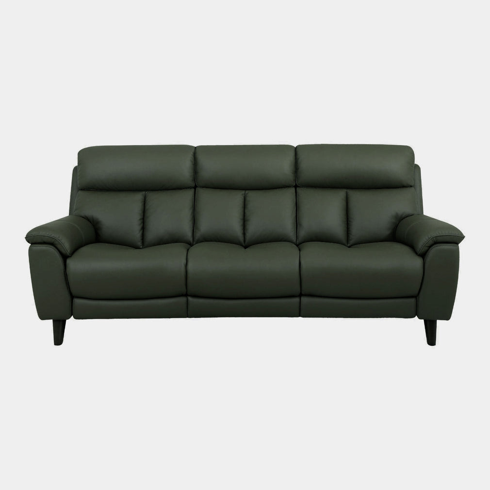 Connecticut - 3 Seat Power Recliner Sofa Leather, Olive Green