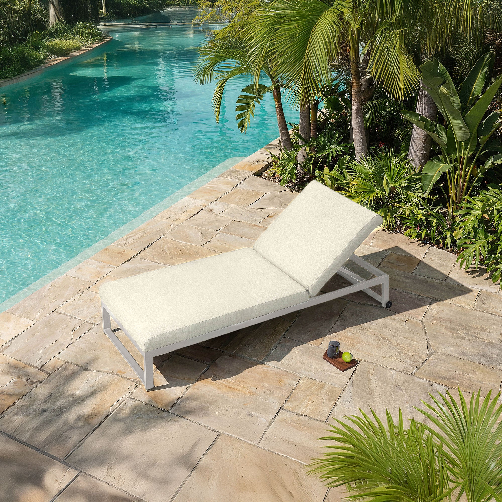 Coral Gables - Sun Lounger With Wheels, Natural