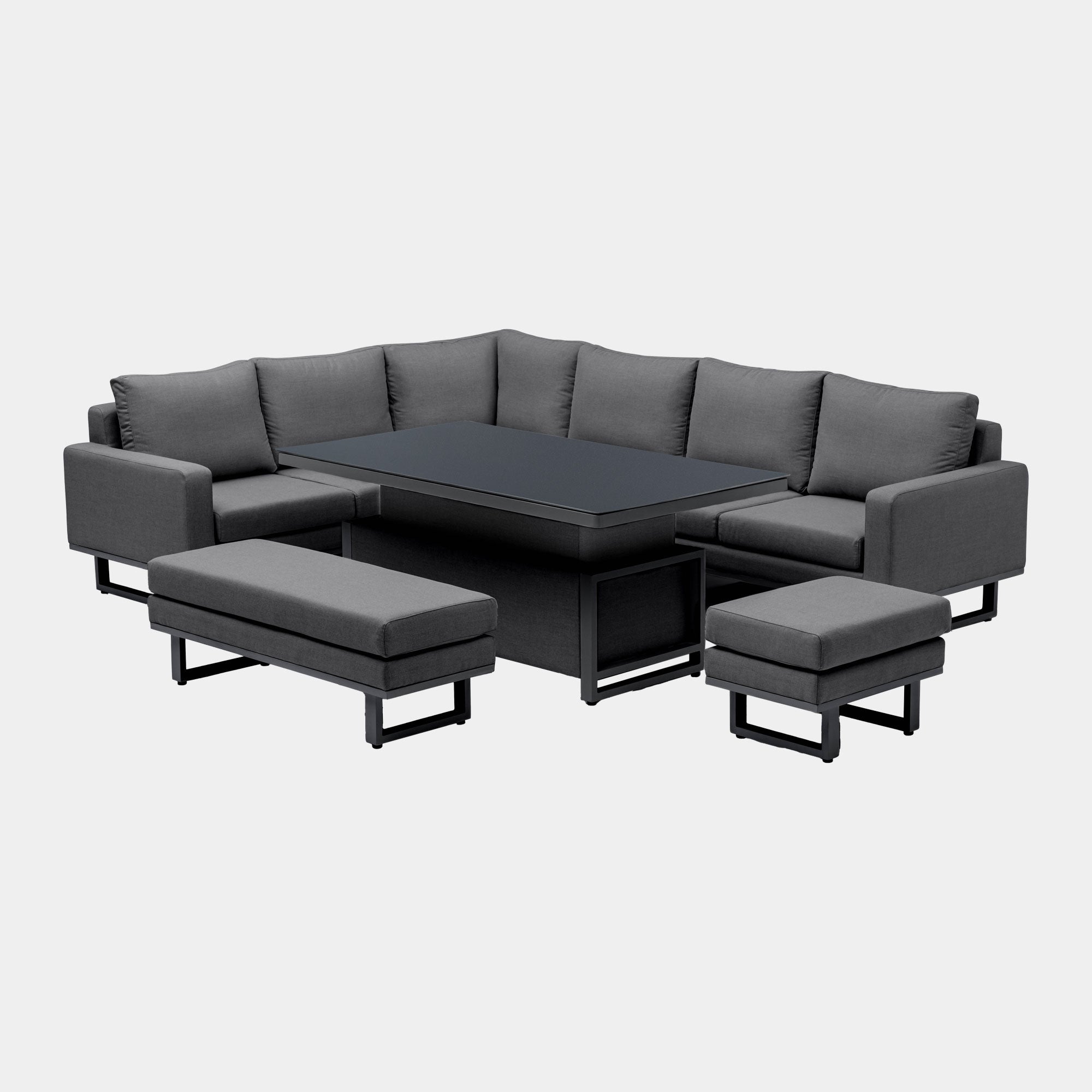 Coral Gables - Corner Garden Dining Set & Rising Table, Dark Grey