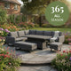 Coral Gables - Corner Garden Dining Set & Rising Table, Dark Grey