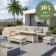 Coral Gables - Corner Garden Dining Set With Rising Table, Natural Aluminium