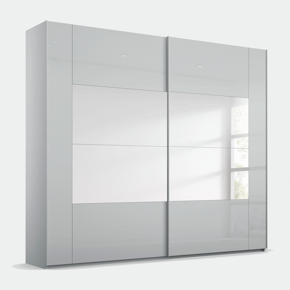Cruise - Sliding 2 Door Mirrored Wardrobe Silk Grey & Silk Grey Glass - A228B