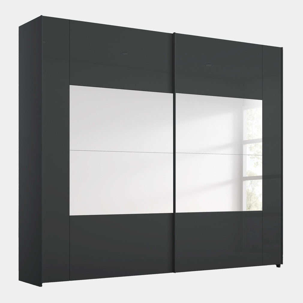 Cruise - Sliding 2 Door Mirrored Wardrobe Graphite & Basalt Glass - A226B