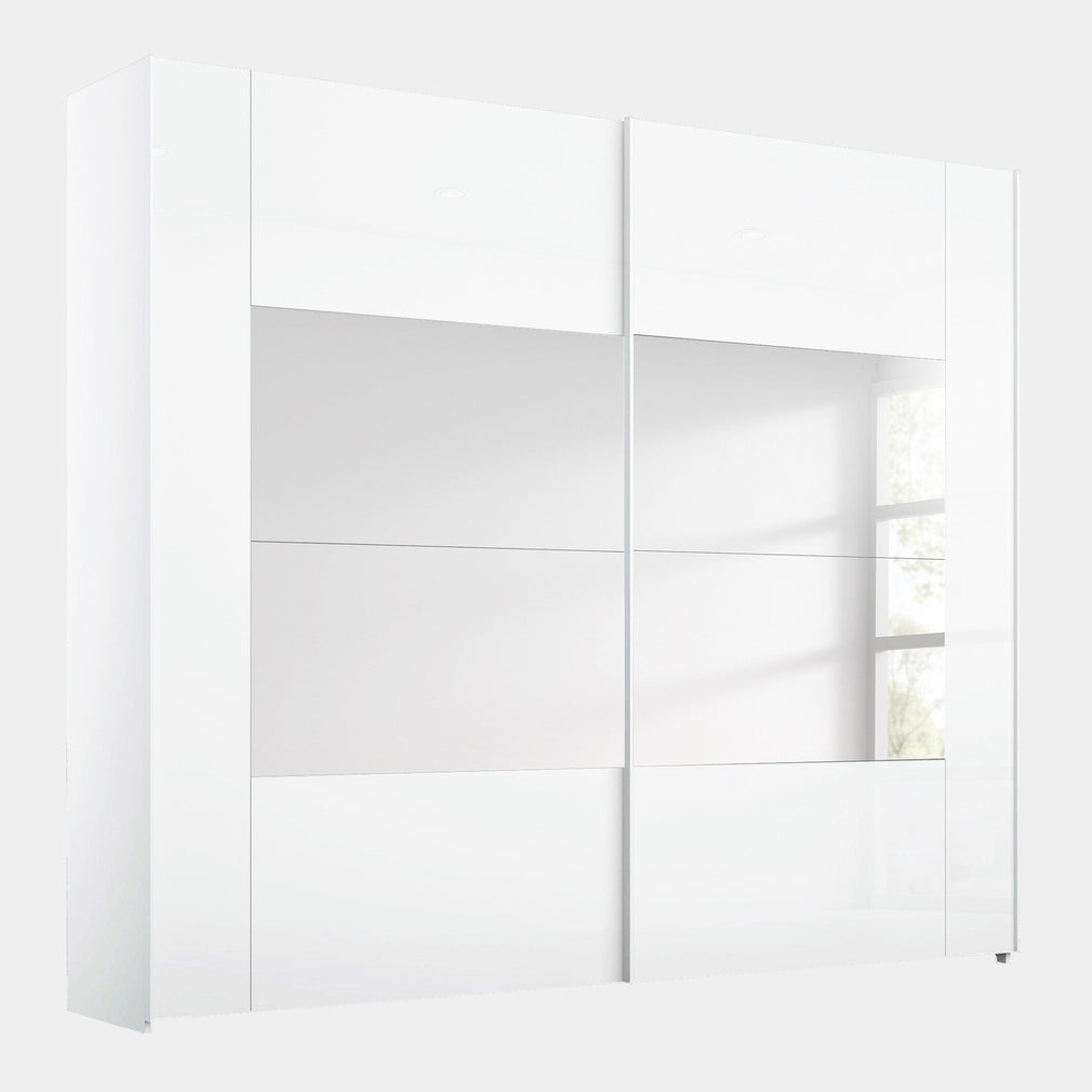 Cruise - Sliding 2 Door Mirrored Wardrobe Alpine White & Crystal White Glass - A224B
