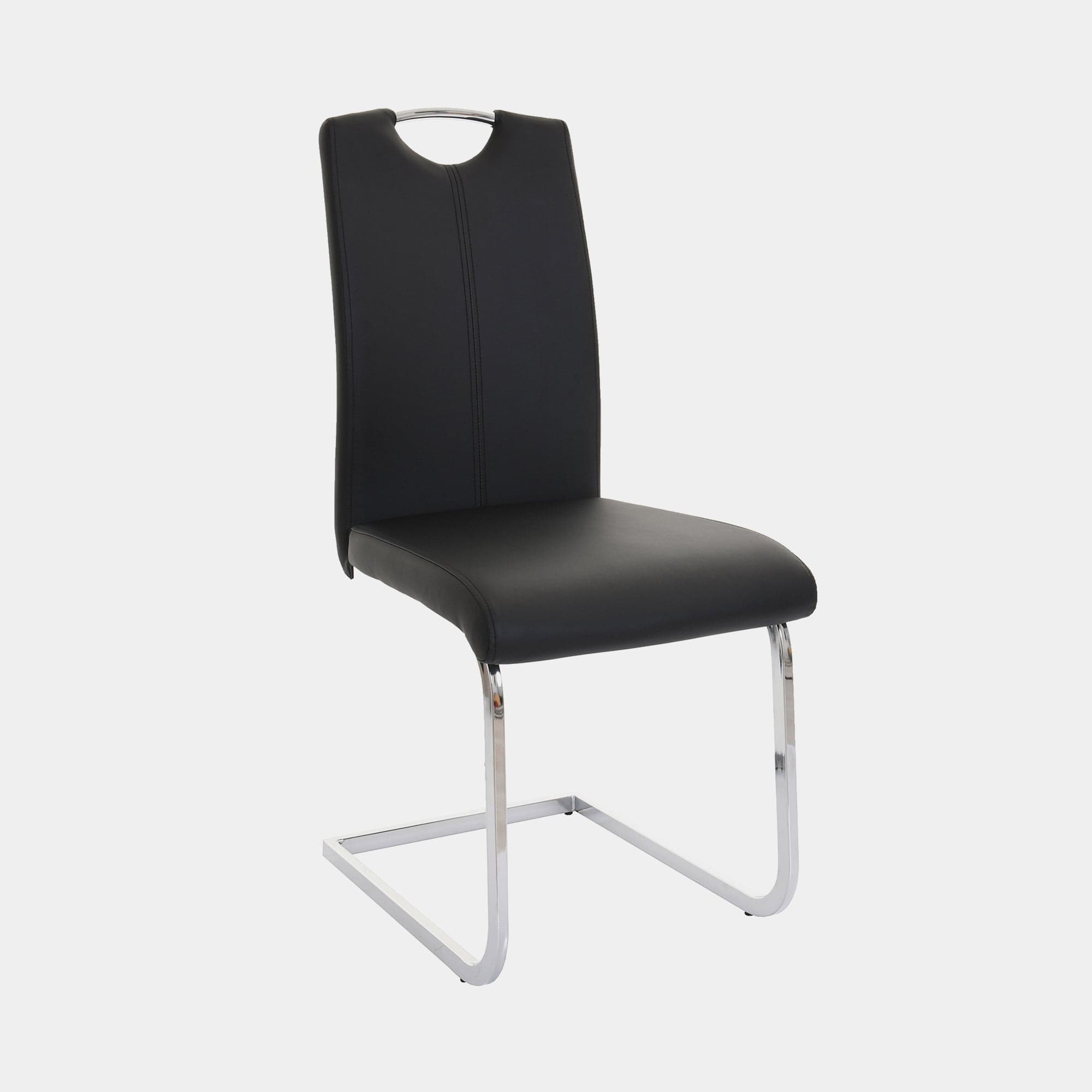 Naples - Cantilever Dining Chair In Black PU With A Chrome Finished Frame