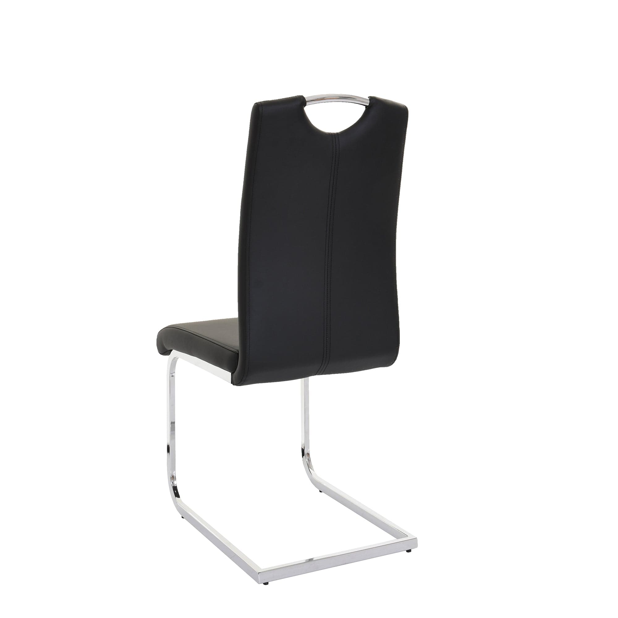 Naples - Cantilever Dining Chair In Black PU With A Chrome Finished Frame