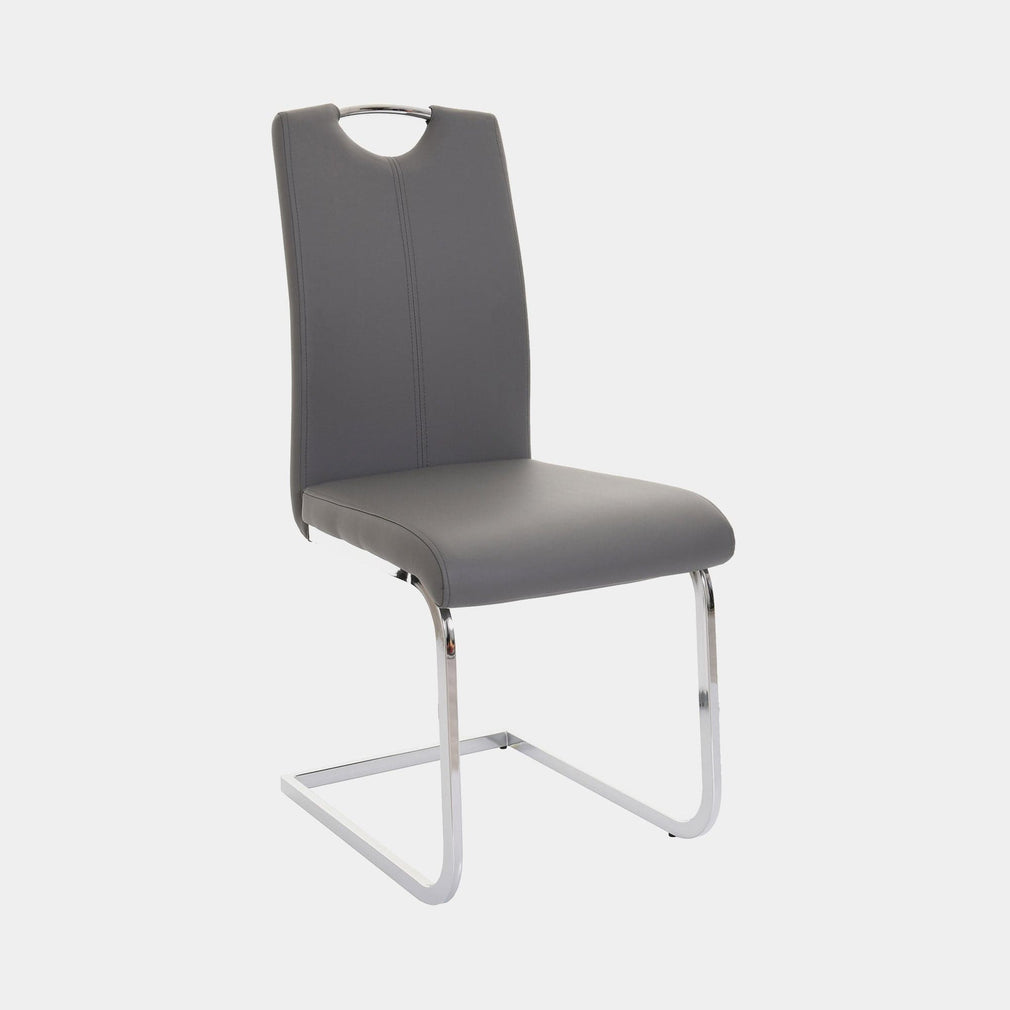 Naples - Faux Leather Cantilever Dining Chair In Dark Grey