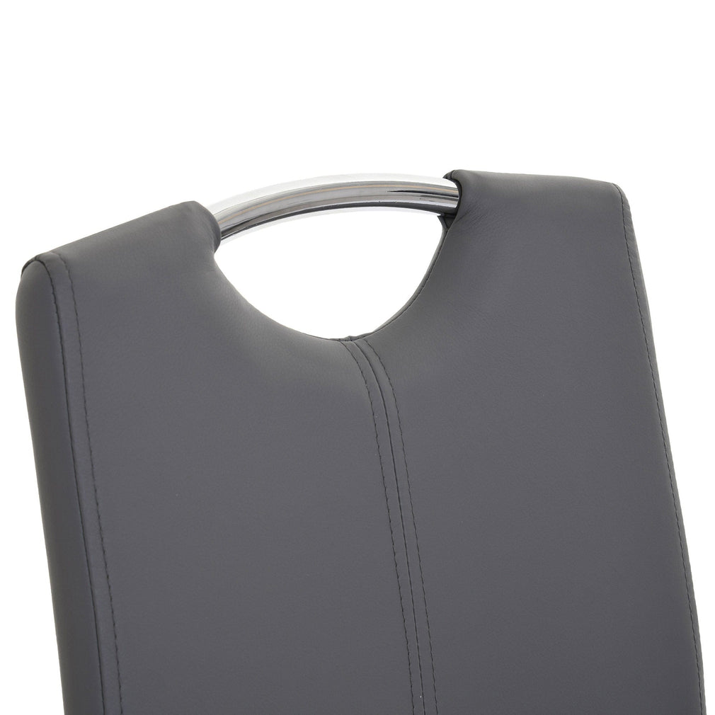 Naples - Faux Leather Cantilever Dining Chair In Dark Grey