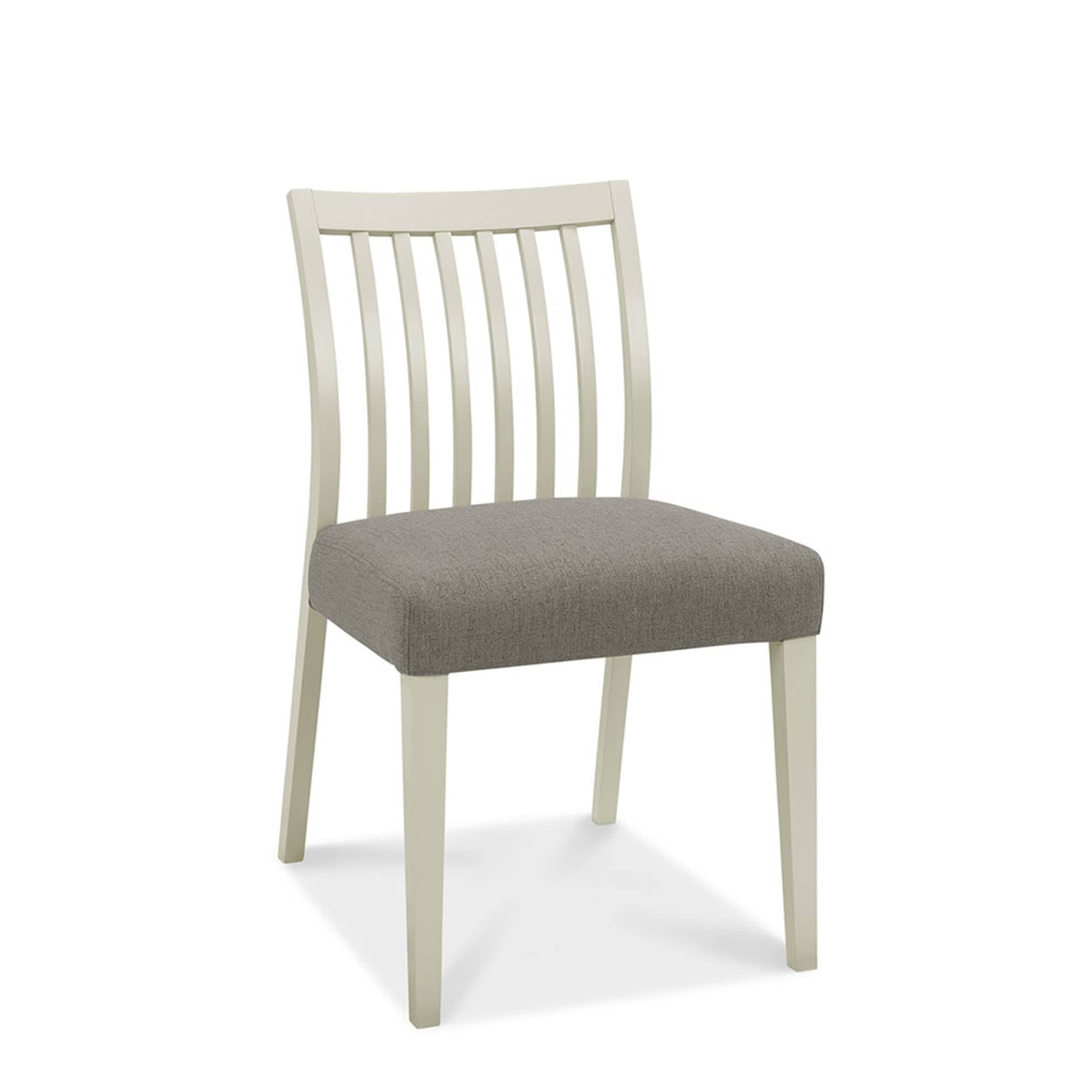 Bremen - Low Slat Back Dining Chair In Washed Grey With Titanium Fabric