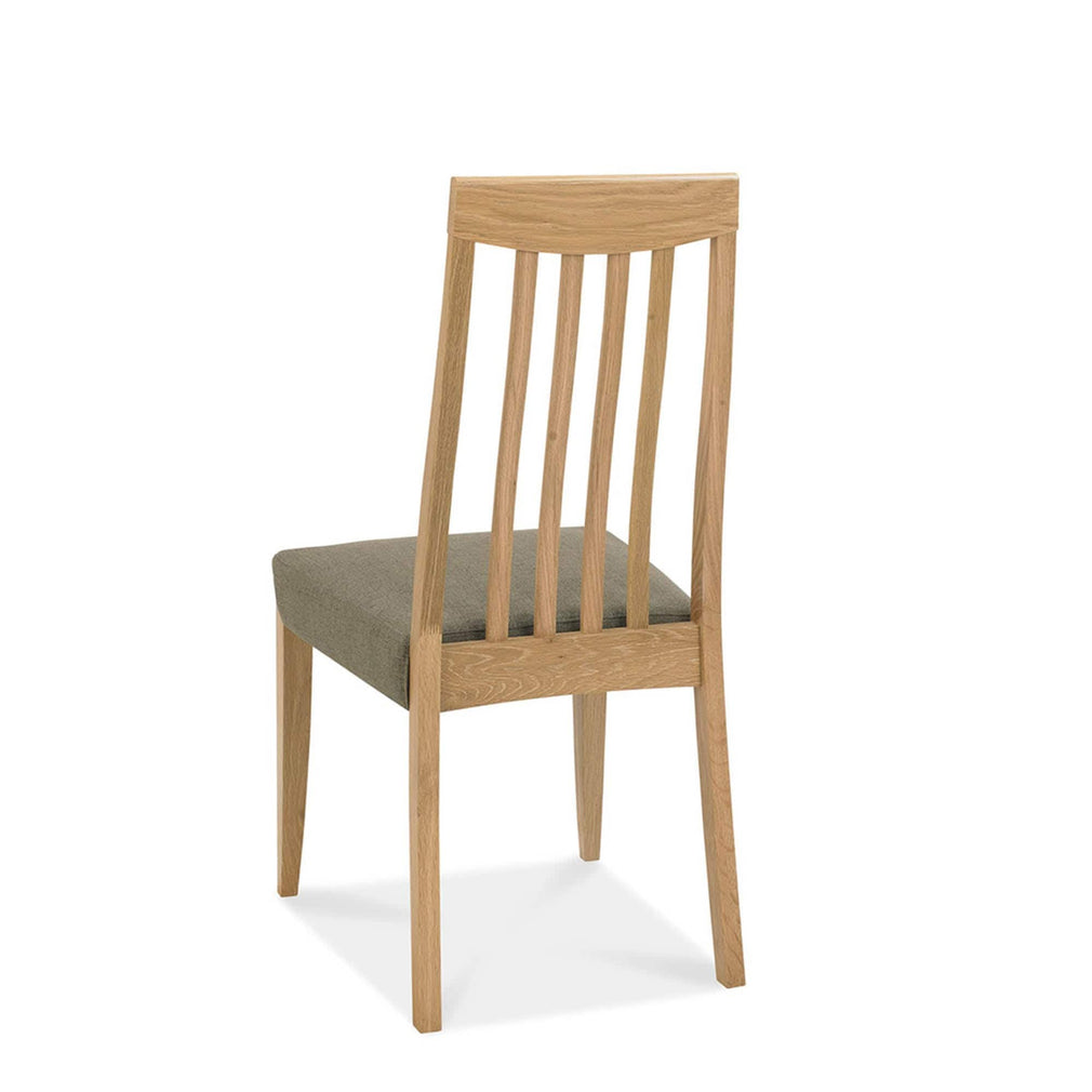 Bremen - Tall Slat Back Dining Chair In Oak Finish With Black Gold Fabric