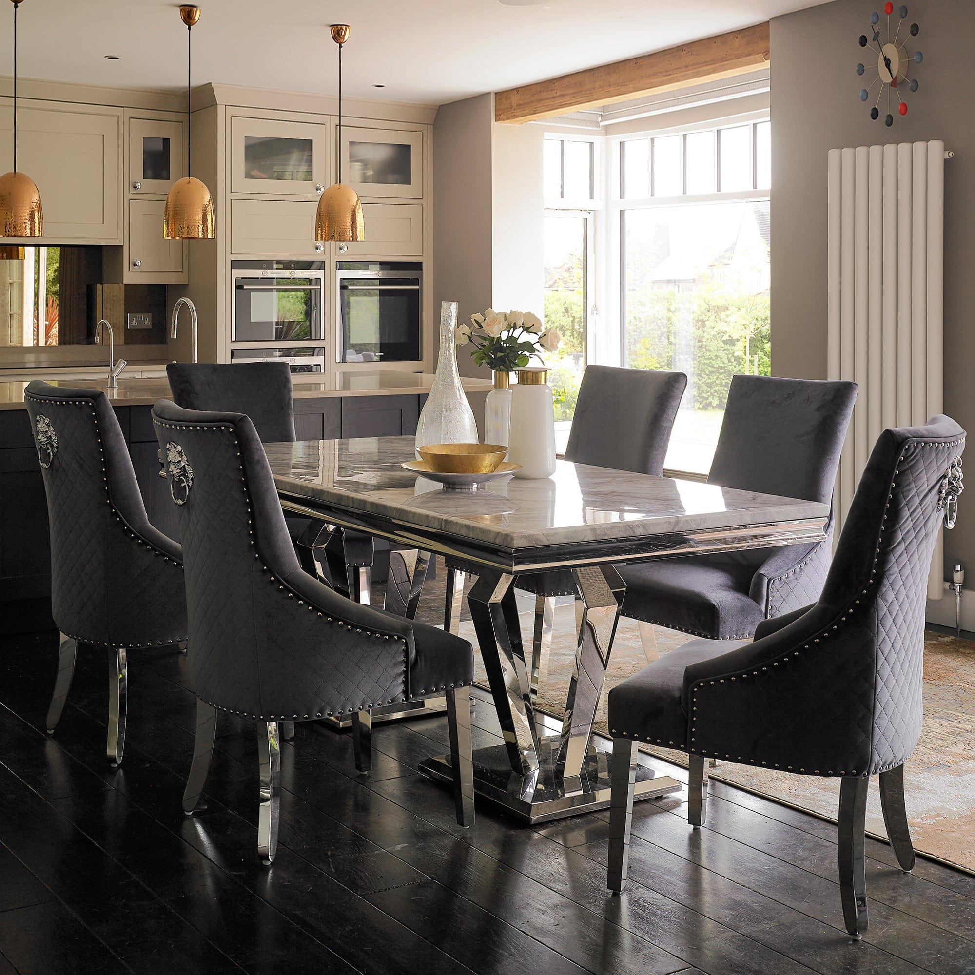 Missano Dining Table In Grey Marble Effect
