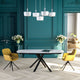 130cm Extending Dining Table In MA Matt Marble Ceramic With Black Steel Base