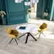 130cm Extending Dining Table In MA Matt Marble Ceramic With Black Steel Base