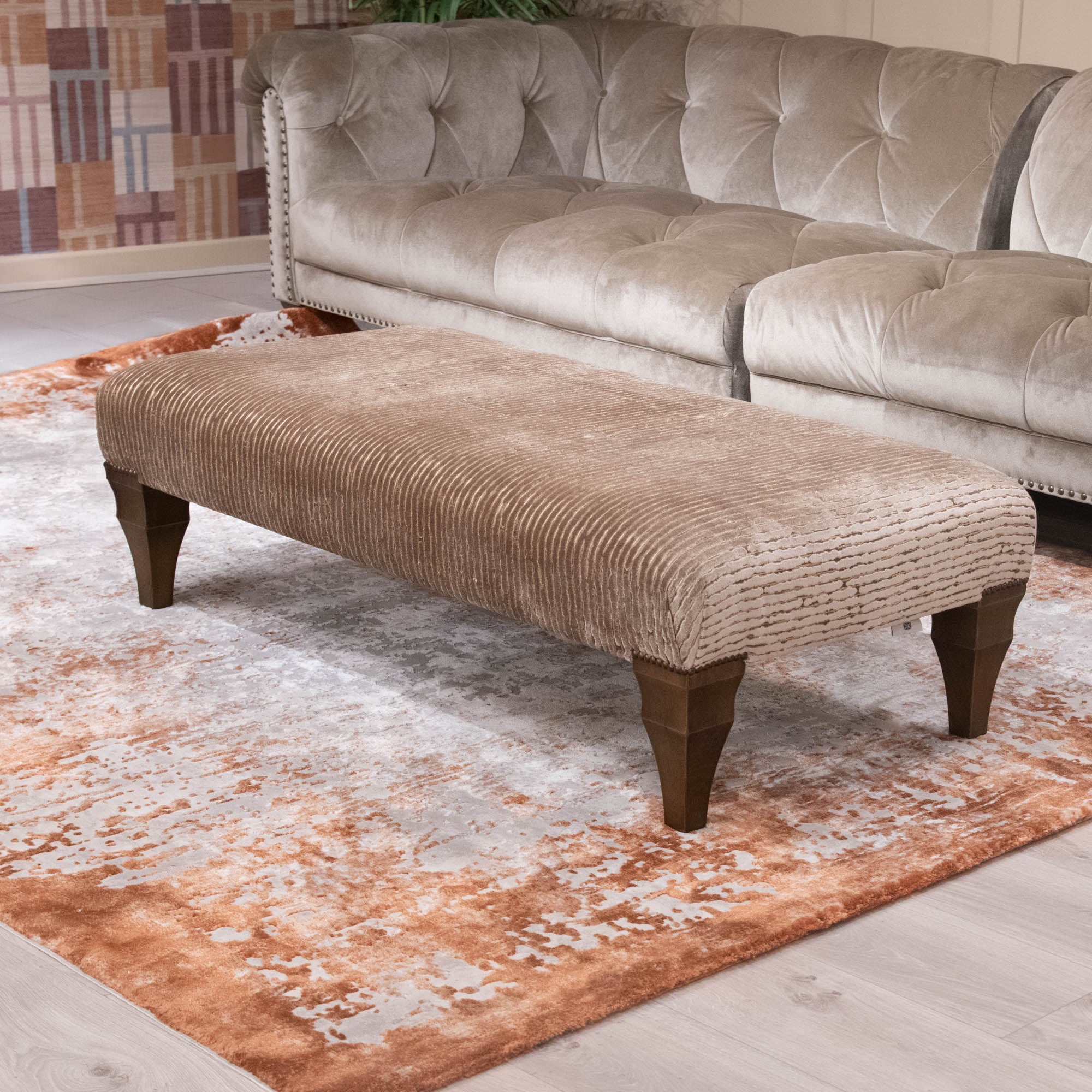 Classic - Indented Footstool, Fabric - Item As Pictured