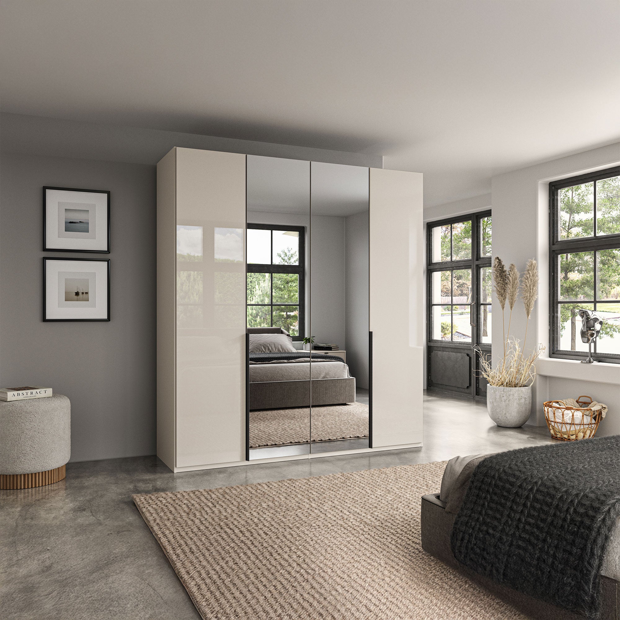 Varnell - 4 Door Glass Mirrored Wardrobe