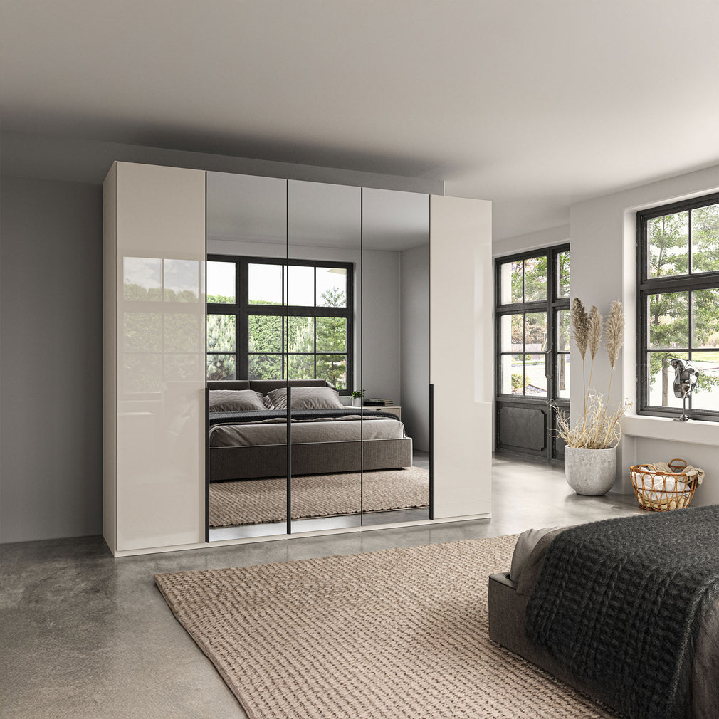 Varnell - 5 Door Glass Mirrored Wardrobe