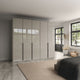 Varnell - 5 Door Glass Wardrobe Pebble Grey