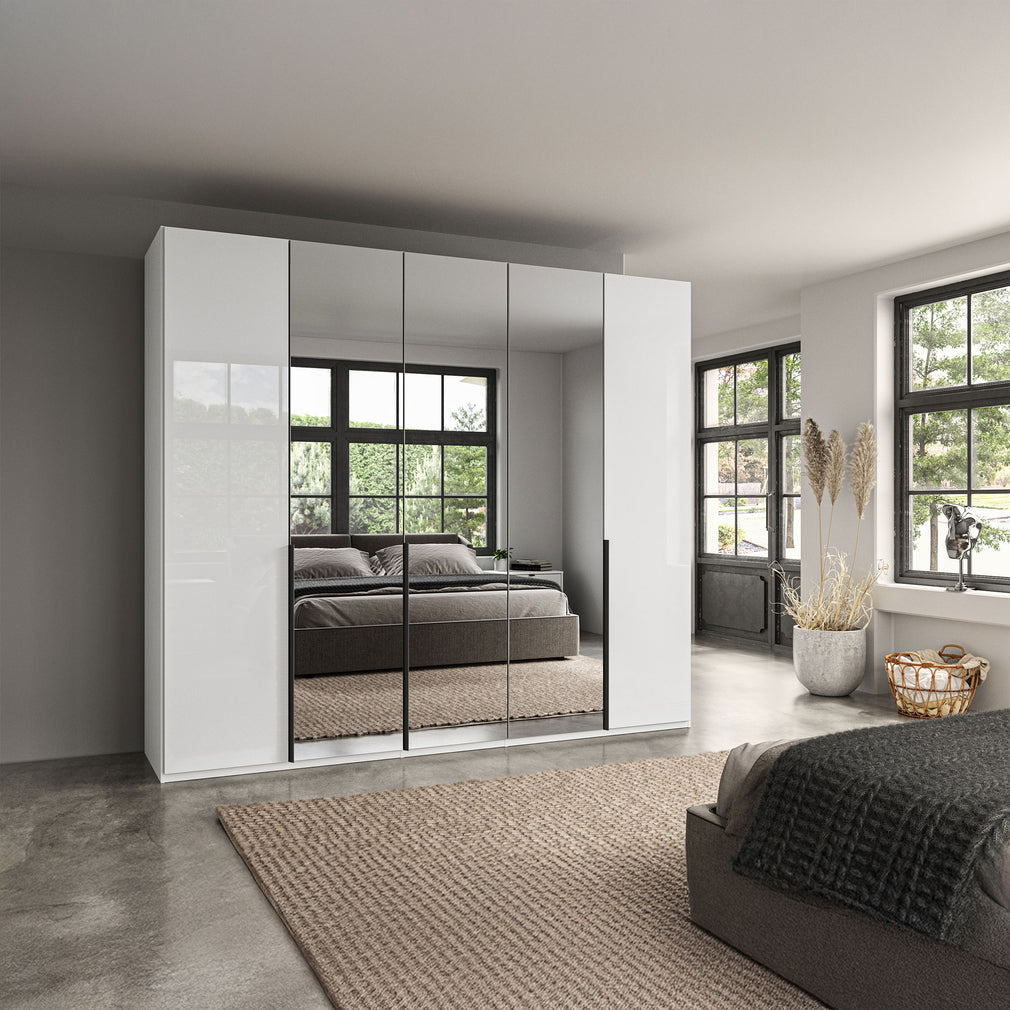 Varnell - 5 Door Glass Mirrored Wardrobe