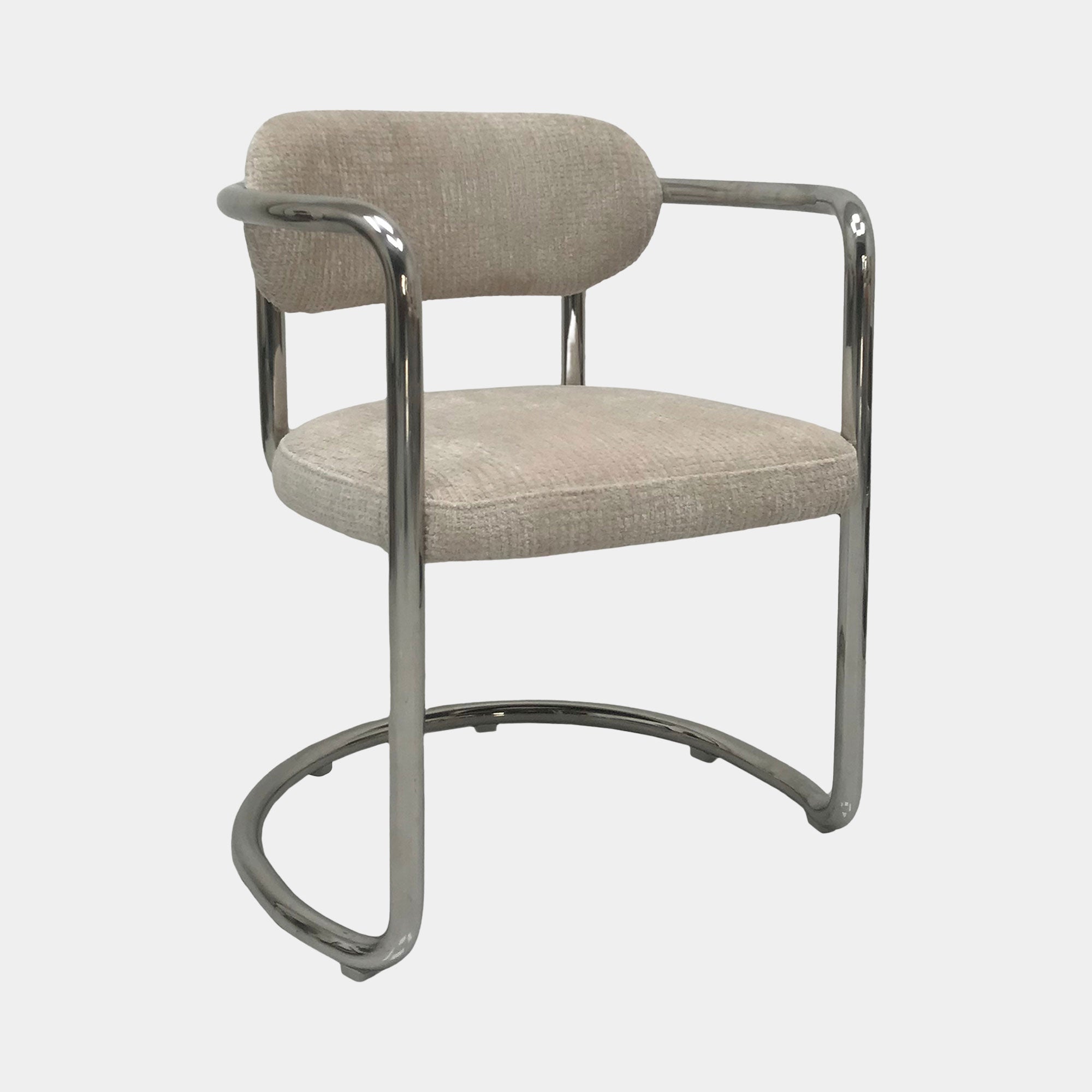 Galaxy Chrome - Cantilever Dining Chair, Fabric Natural Fabric