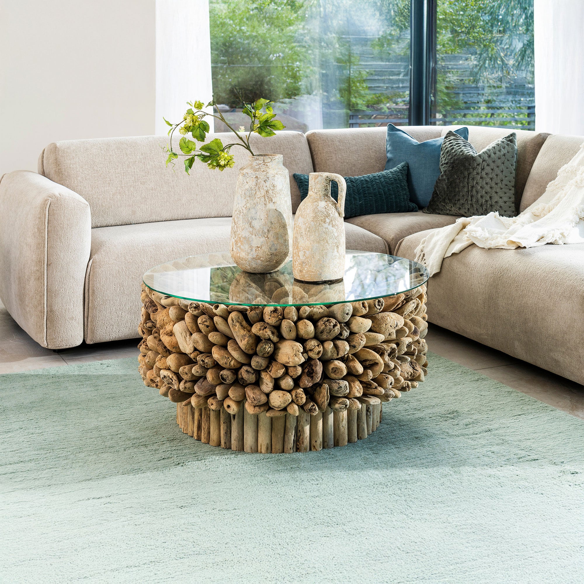 Driftwood - Glass Coffee Table