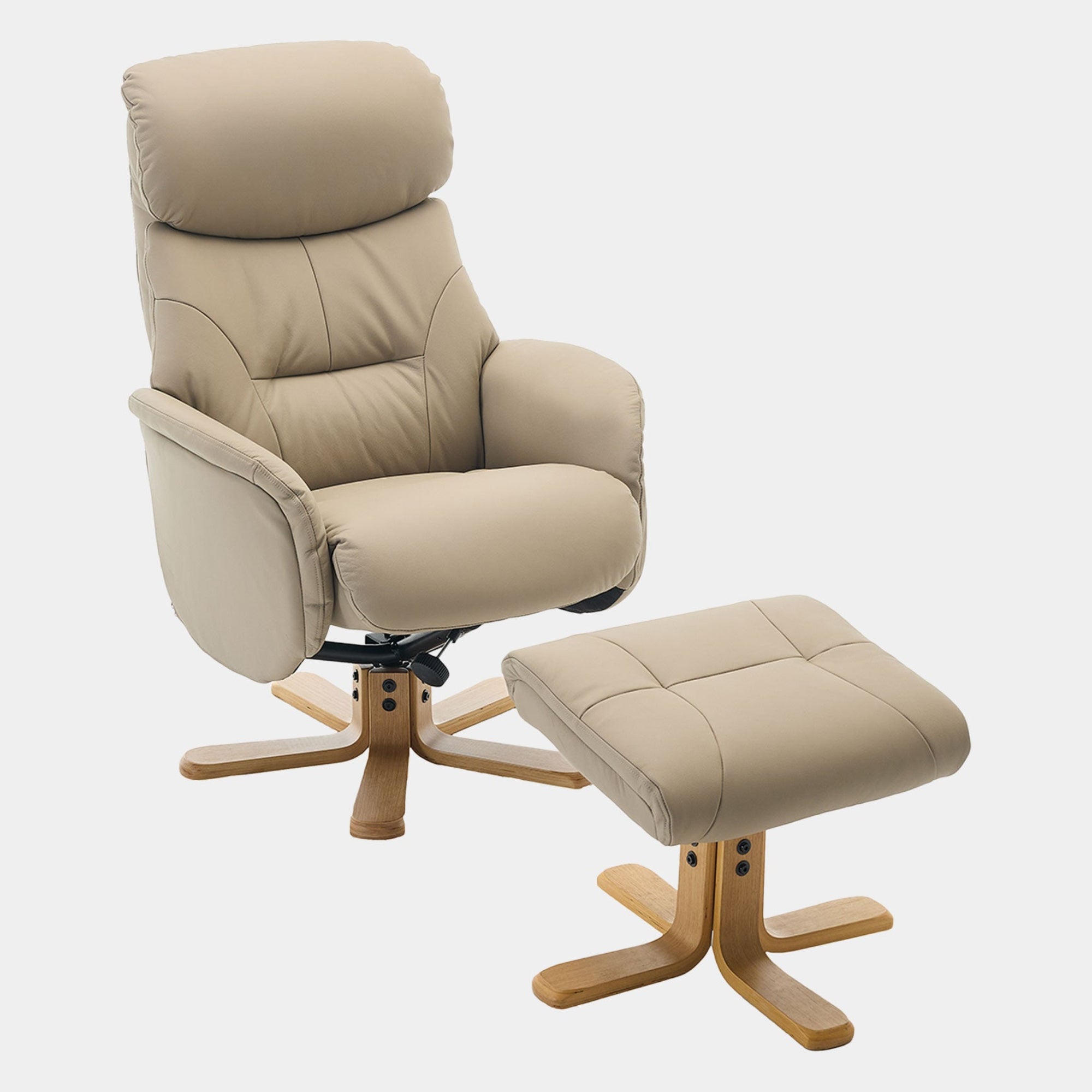 Cortina - Swivel Chair With Footstool, Leather Pebble Leather