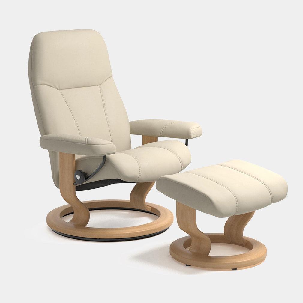Stressless Consul - Chair & Stool With Classic Base, Leather