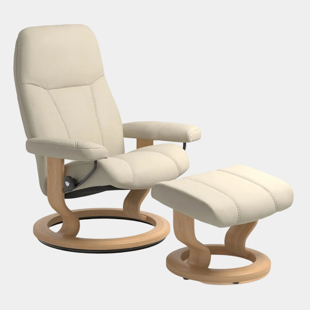 マサオカン　送料込　EKORNES　Stressles® Consul　A Stressless Consul - Chair & Stool With Classic Base, Leather