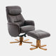 Cortina - Swivel Chair With Footstool, Leather Russet Leather
