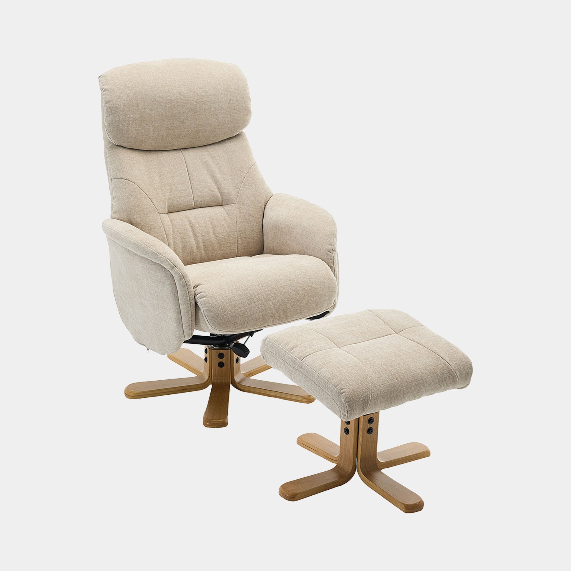 Cortina - Swivel Chair With Footstool, Fabric Seashell