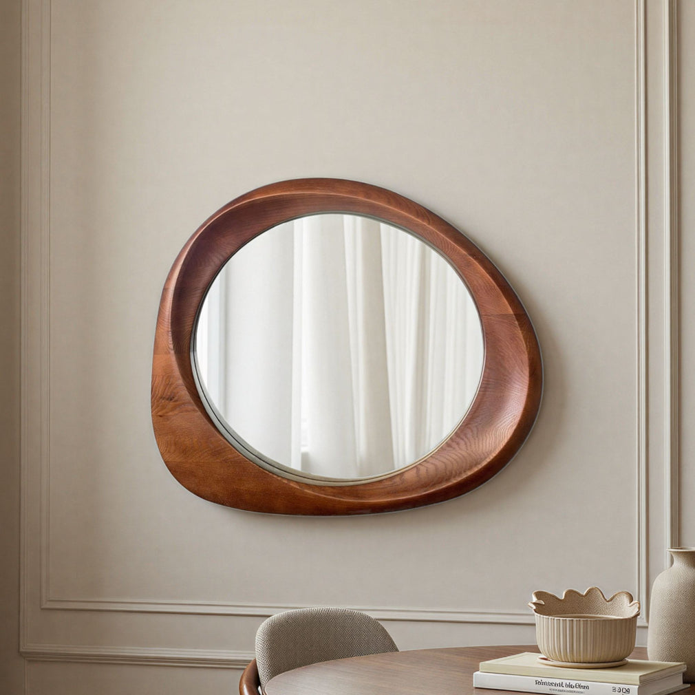 Lyndon - Round Wall Mirror, Walnut