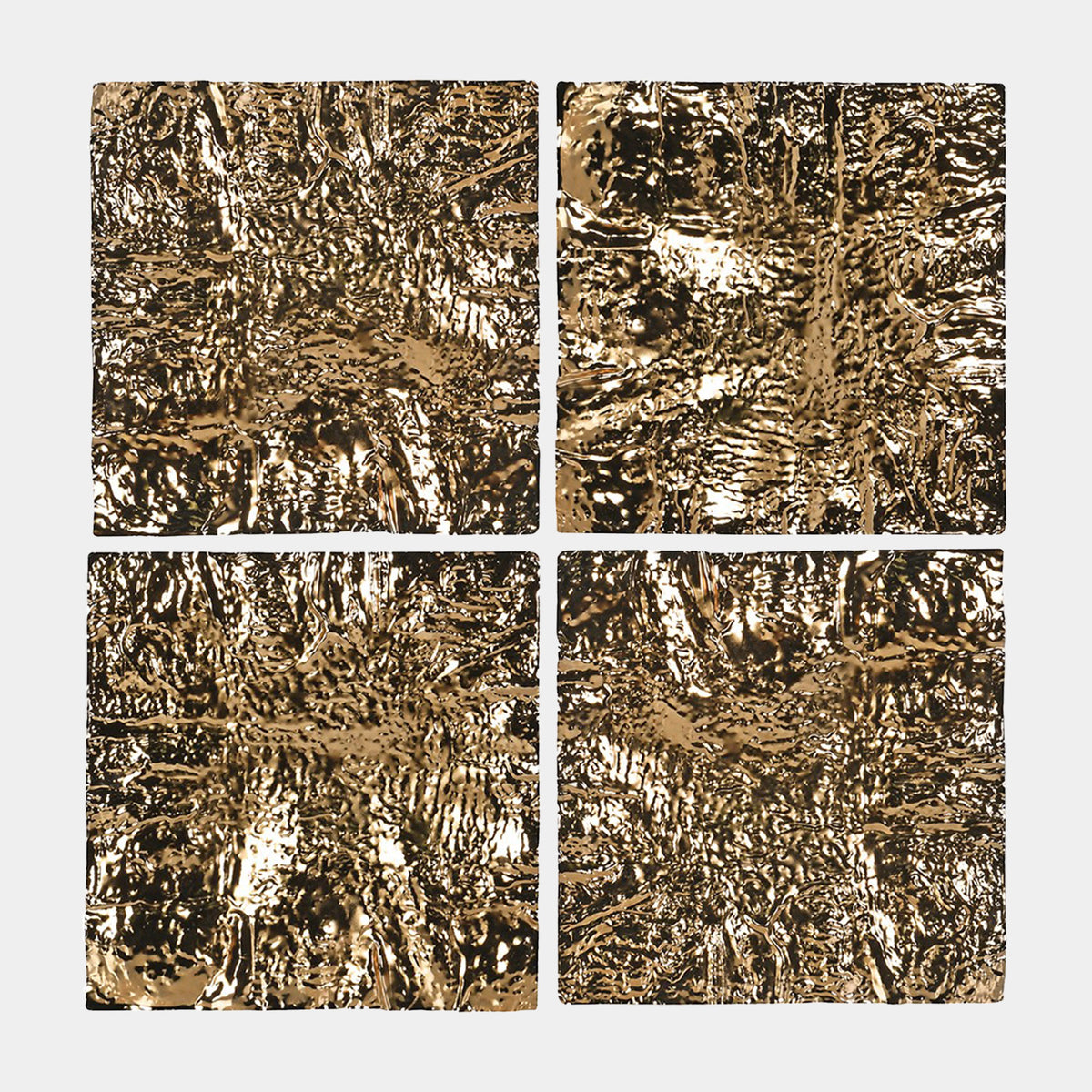 Gilded Currents - Metal Wall Art, Set of 4