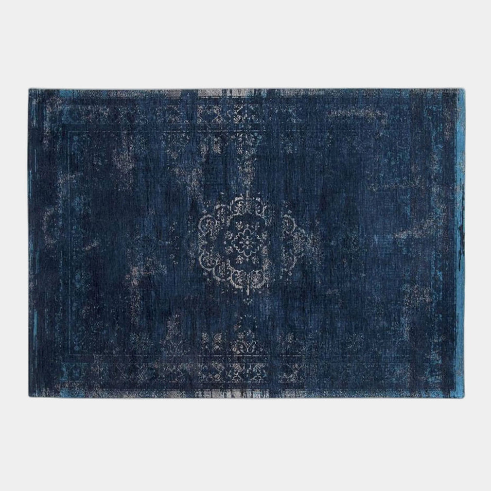 World Medallion - Cotton Rug 8254 Blue Night