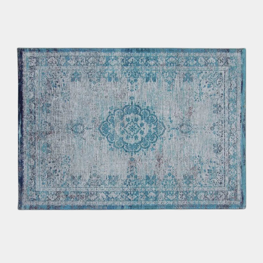World Medallion - Cotton Rug 8255 Grey Turquoise