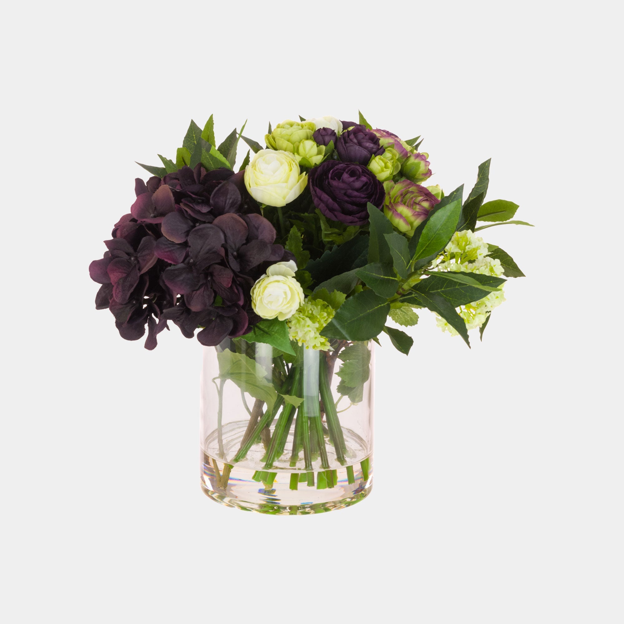 Bouquet - Midnight Plum Hydrangea & Glass Vase