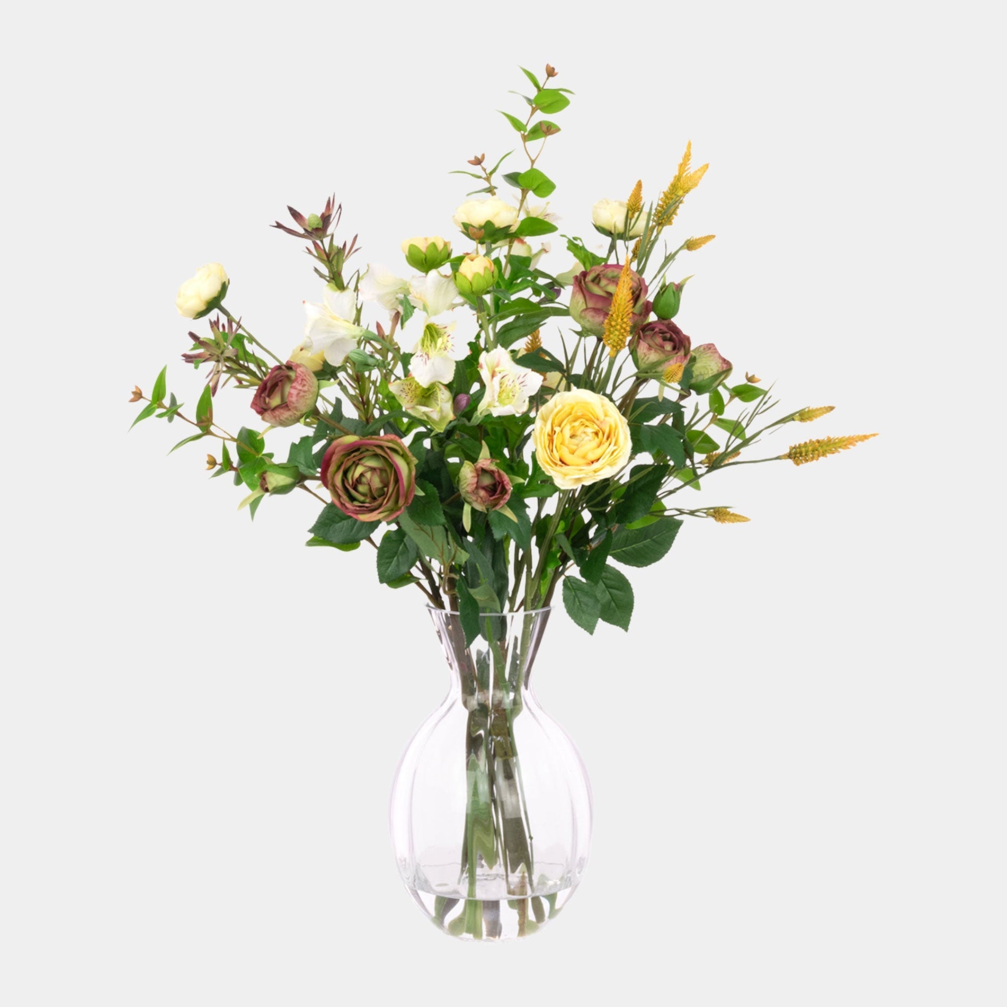 Bouquet - Ranunculus & Rose Flower Arrangement & Vase